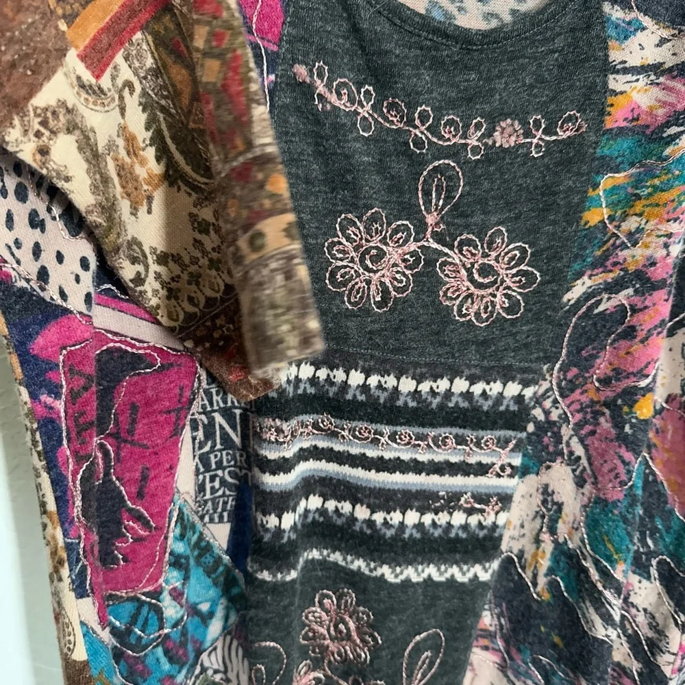 L - Boho | Country | Hippie |Multicolor Patchwork Women's Top - Picture 3 of 5